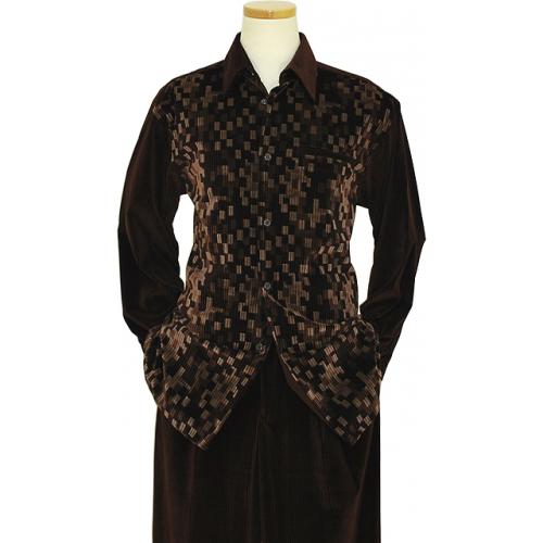 Pronti Chocolate Brown / Sand Velvet 2 PC Outfit SP5921